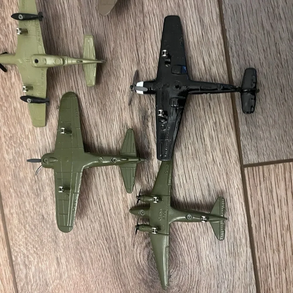 Vintage Metal Toy Airplanes Lot Of 8 - Flying Tiger P-38 Lightning Messerschmitt